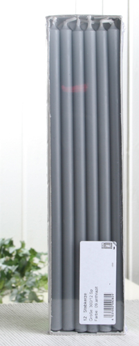 Stabkerzen, 30 x 1,2 cm Ø, 12er-Pack, anthrazit-grau - CC