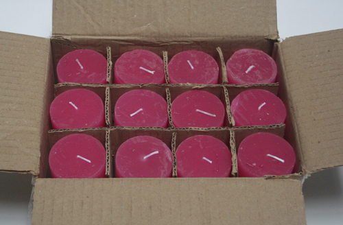 Posten 735: 1-B-Ware, 12 x Rustik-Kerzen 8 x 5 cm Ø, pink