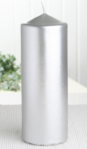 Selbstverlöschende Sicherheitkerze 15 x 6 cm Ø, Silber
