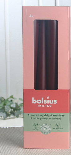 Bolsius-Spitzkerzen (4er Pack), Bordeaux