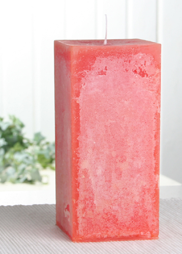 Posten 742: 6 x Rustik-Stumpenkerze, viereckig, 15 x 7 x 7 cm Ø, orange (1 Karton)