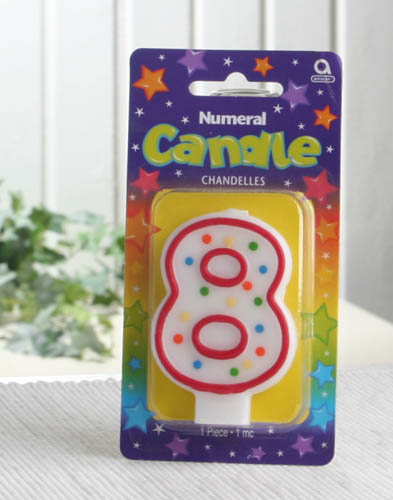 Geburtstagskerze / Zahlenkerze (Punkte), ca. 7,5 cm hoch, "8"