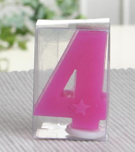 Durchgefärbte Geburtstagskerze / Zahlenkerze "4"