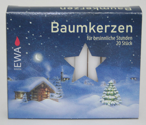 Sparpack: 20x 20er-Packung EWA-Baumkerzen, (400 Kerzen), 10,5 x 1,3 cm Ø, Weiß