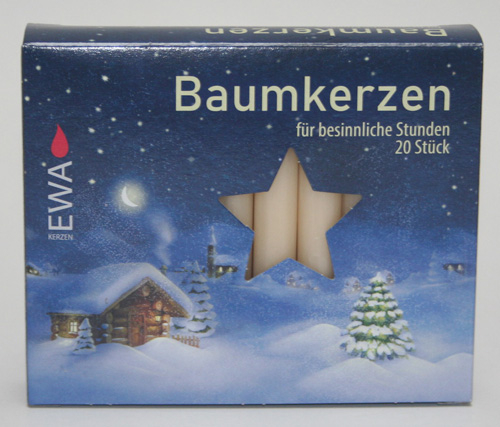 Sparpack: 20x 20er-Packung EWA-Baumkerzen, (400 Kerzen), 10,5 x 1,3 cm Ø, Champagner