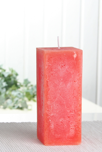 Sparpack: 12x Rustik-Stumpenkerze, viereckig, 12 x 5 x 5 cm Ø, orange