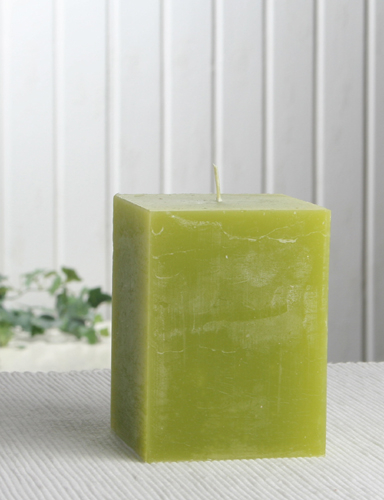 Sparpack: 6x Rustik-Stumpenkerze, viereckig, 10 x 7,5x7,5 cm Ø, pistaziengrün