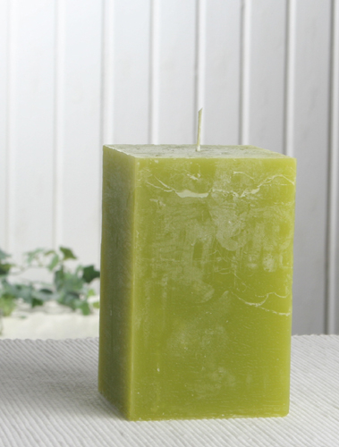 Sparpack: 6x Rustik-Stumpenkerze, viereckig, 12 x 7,5x7,5 cm Ø, pistaziengrün
