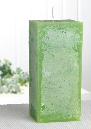 Sparpack: 6x Rustik-Stumpenkerze, viereckig, 15 x 7,5 x 7,5 cm Ø, apfelgrün