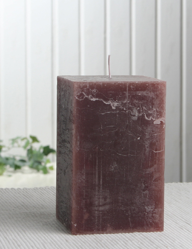 Sparpack: 6x Rustik-Stumpenkerze, viereckig, 12 x 7,5 x 7,5 cm Ø, kaffeebraun