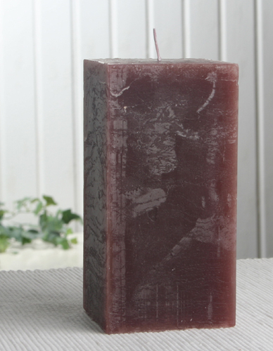 Sparpack: 6x Rustik-Stumpenkerze, viereckig, 15 x 7,5 x 7,5 cm Ø, kaffeebraun