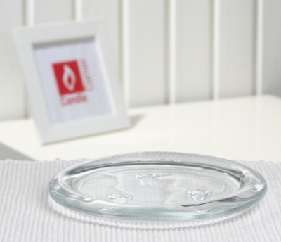 Glasteller mit höherem Rand, rund, klar, klein (ca. 10,8 cm Ø)
