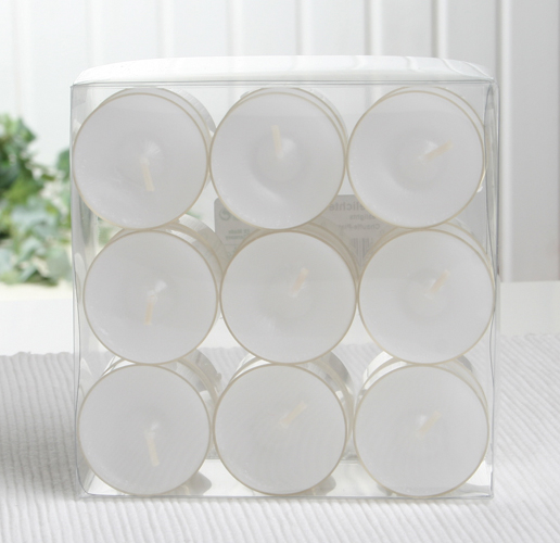 Teelichte in transparenter Hülle, 18er-Pack, weiß