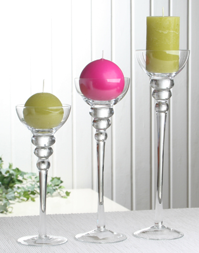 Glas-Kerzenleuchter "Cora", groß, ca. 28 x 7,5 cm Ø