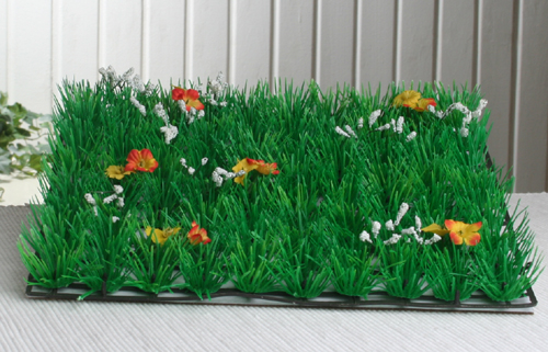 Grasmatte mit Blüten "Blumenwiese", grün-gelb-orange