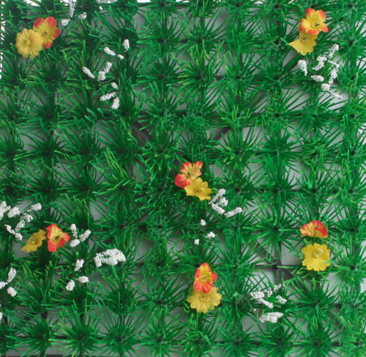 Grasmatte mit Blüten Blumenwiese, grün-gelb-orange
