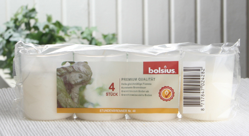 Bolsius 4er-Pack Grablicht (Stundenbrenner Nr. 40), weiß