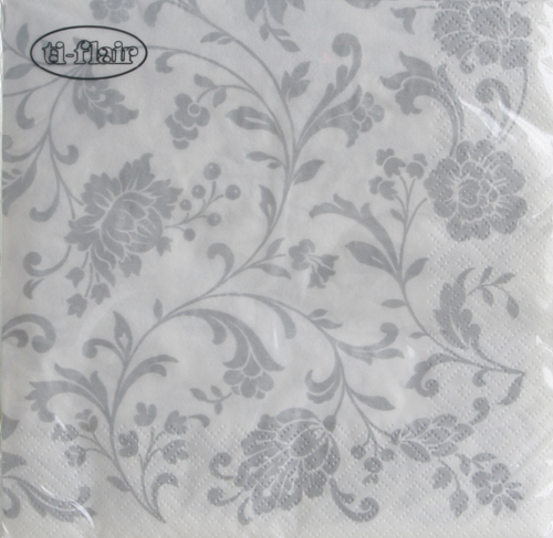 Serviette Arabesque, weiß-silber, ti-flair