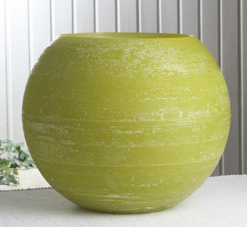 XL-Wachswindlicht, rund, ca. 30 cm Ø, pistaziengrün