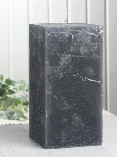 Rustik-Stumpenkerze, viereckig, 15x7,5x7,5 cm, anthrazit-schwarz