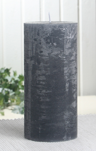 Rustik-Stumpenkerze, 15 x 7 cm Ø, anthrazith-schwarz