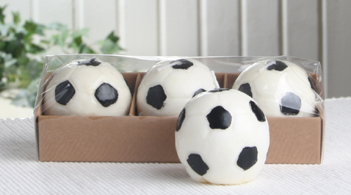 Dekokerze / Formkerze "Fussball", klein, ca. 5 cm Ø, 3er-Packung
