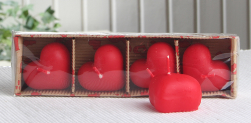 Dekokerze / Formkerze "rotes Herz", klein, 4er-Packung