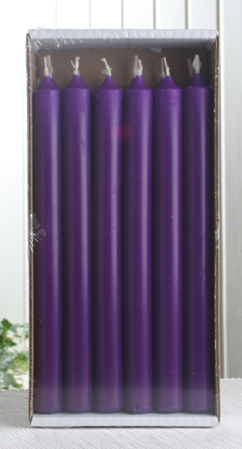 12er-Pack Premium-Stabkerzen, 25 x 2,2 cm Ø, lila-violett