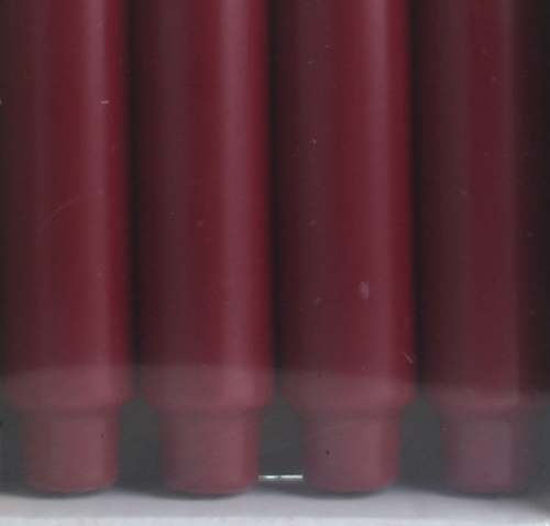 4x Stabkerze mit Zapfenfuß / Punchkerze, 25x3 cm altrot-bordeaux