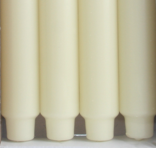 4x Stabkerze mit Zapfenfuß / Punchkerze, 25x3 cm, elfenbein