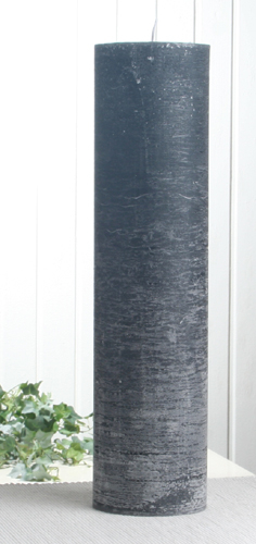 Rustik-Stumpenkerze, 40 x 10 cm Ø, anthrazit-schwarz