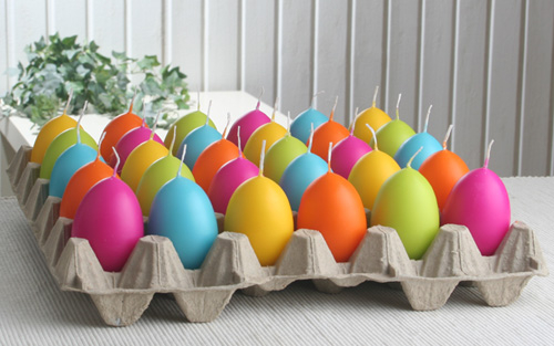 Sparpack: 30x Eikerzen, klein, ca. 6x4,5 cm vier Farben sortiert