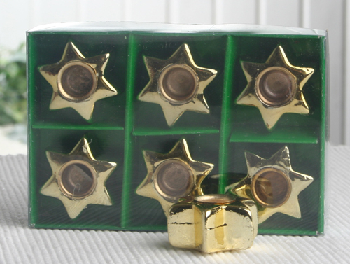 Tisch-Baumkerzenhalter "Sternenlicht", 6er-Packung, gold