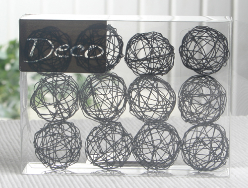 Deko-Drahtbälle 30 mm Ø, 12er-Packung, schwarz