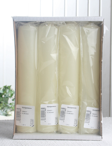 Stumpenkerze, ca. 20 x 4 cm Ø, 4er-Pack, elfenbein