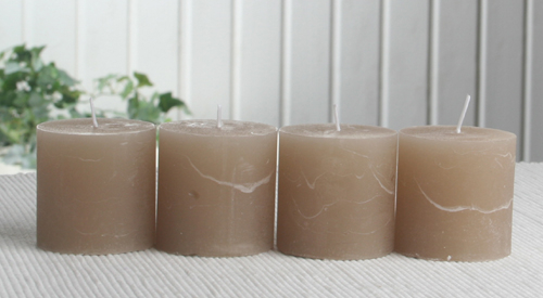 SET: 4x Rustik-Stumpenkerze, 5 x 5 cm Ø, sand