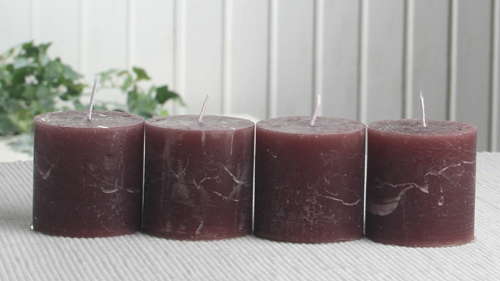 SET: 4x Rustik-Stumpenkerze, 5 x 5 cm Ø, kaffeebraun