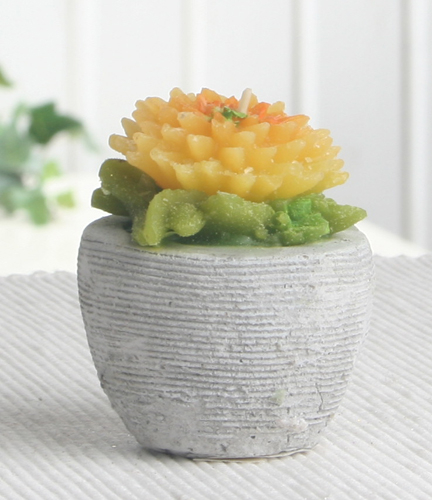 Dekokerze "Blütenzauber" im Topf, ca. 7 x 5,5 cm Ø, gelb