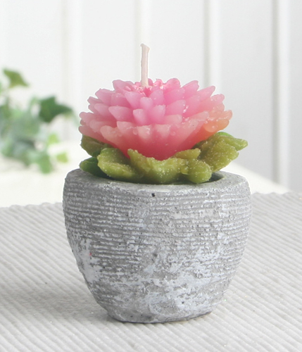 Dekokerze "Blütenzauber" im Topf, ca. 7 x 5,5 cm Ø, rosa