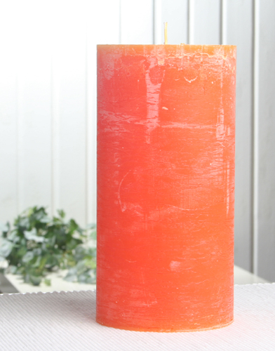 1-B-Ware!!! Rustik-Stumpenkerze, 20 x 10 cm Ø, mandarin-orange