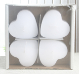 4er-Pack Stumpenkerze Herzform, hoch, weiß