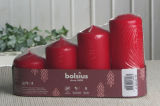Bolsius-Stumpenkerzen-Advents-Set, 4er Packung, Rot