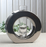 Vase OVAL mit Reagenzglas "Silvery Collection", ca. 16 x 14,5 x 5 cm (BxHxT)