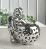 Teelichthalter Engel/Korb "Silvery Collection", ca. 8 x 11 cm