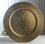 Dekoteller "Schlangenoptik Dunkelgold", Ø ca. 33 cm