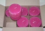 Posten 569: 1-B-Ware, 6 x Rustik-Kerzen 10 x 10 cm Ø, pink