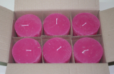 Posten 569: 1-B-Ware, 6 x Rustik-Kerzen 10 x 10 cm Ø, pink