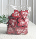 Holzherzen "Kariert", rot/weiß, 24er-Beutel