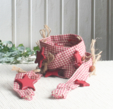 Stoffgirlande "Kariert STERN", rot/weiß, ca. 1,80 Meter