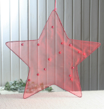 Anhänger "Organza-Stern Rot", Größe L, Rot/Glitzer/Perlen